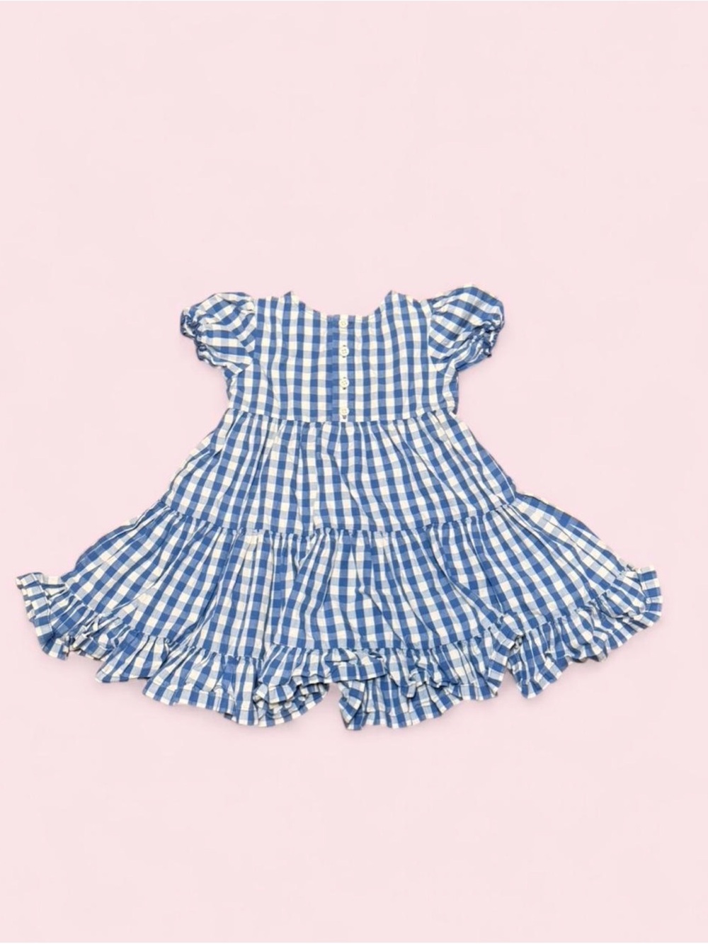 Hanna Andersson Dutch Blue Gingham Tiered Dress Bloomers Set 3T Cotton Heirloom - Picture 6 of 9